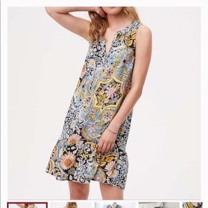 Loft tapestry flounce dress size xs petite